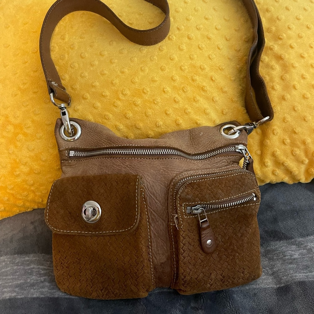 Roots Tan and Brown Crossbody Bag